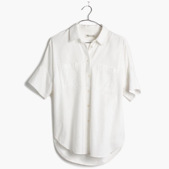 Madewell NWT Pure White Cotton Courier Shirt M - Picture 1 of 10